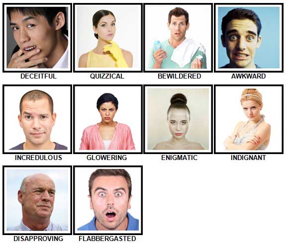 100 Pics Expressions Level 91-100 Answers