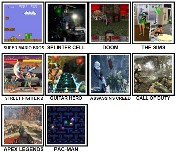100 Pics Video Games Level 11-20 Answers New