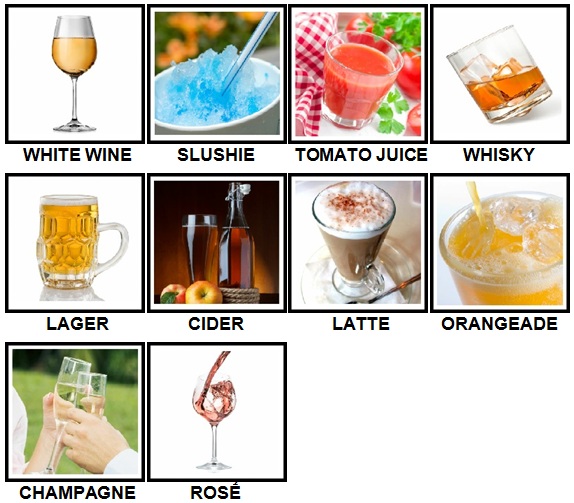 100 Pics Drinks Level 11-20 Answers