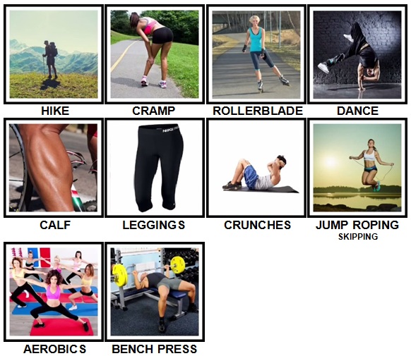 100 Pics Fitness Level 21-30 Answers New