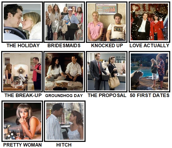 100 Pics Rom-Coms Level 1-10 Answers New