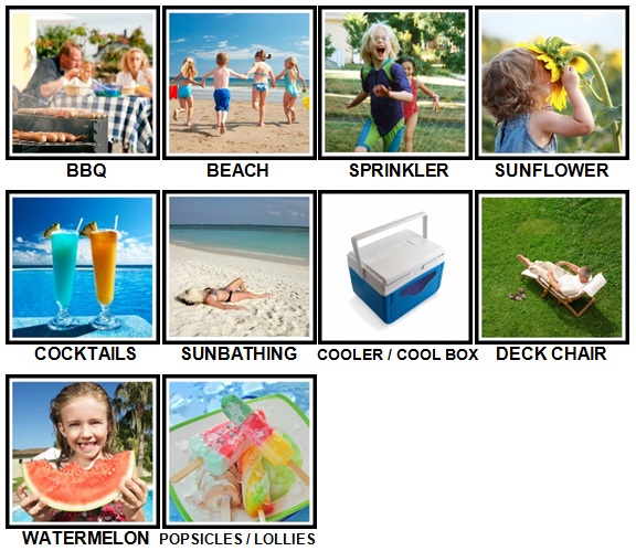100 Pics Summer Answers Level 1-10