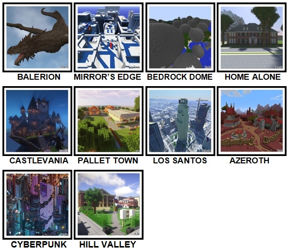 100 Pics Made In Minecraft Level 51-60 Answers New