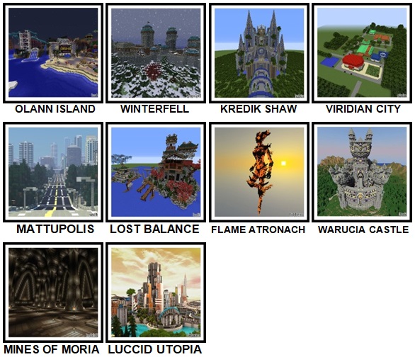 100 Pics Made In Minecraft Level 91-100 Answers New