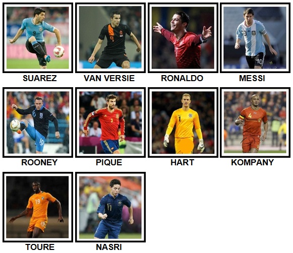 100 Pics Soccer Stars Level 1-10 Answers